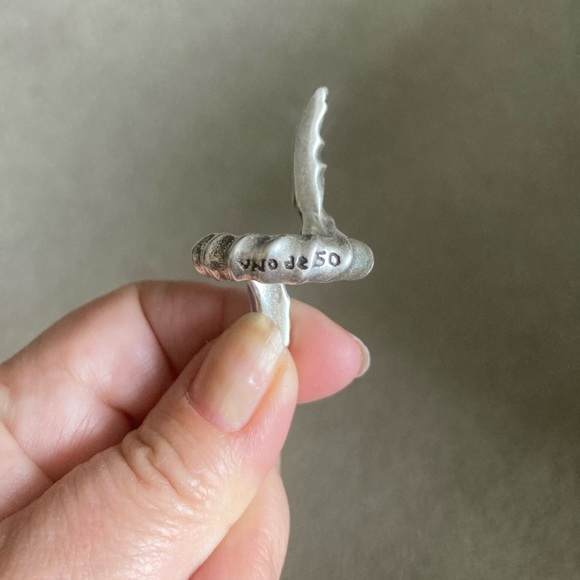 UNO de 50 Silver Ring Modernist Brutalist Goth Boho Size: 5.5-6 adjustable - Picture 4 of 5